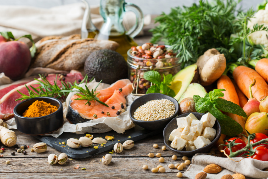 Healthy Food For Balanced Flexitarian Mediterranean Diet Concept. Image source iStock